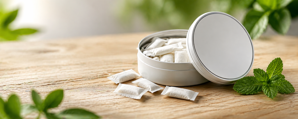 Sachets de nicotine sans tabac dans une boîte ouverte